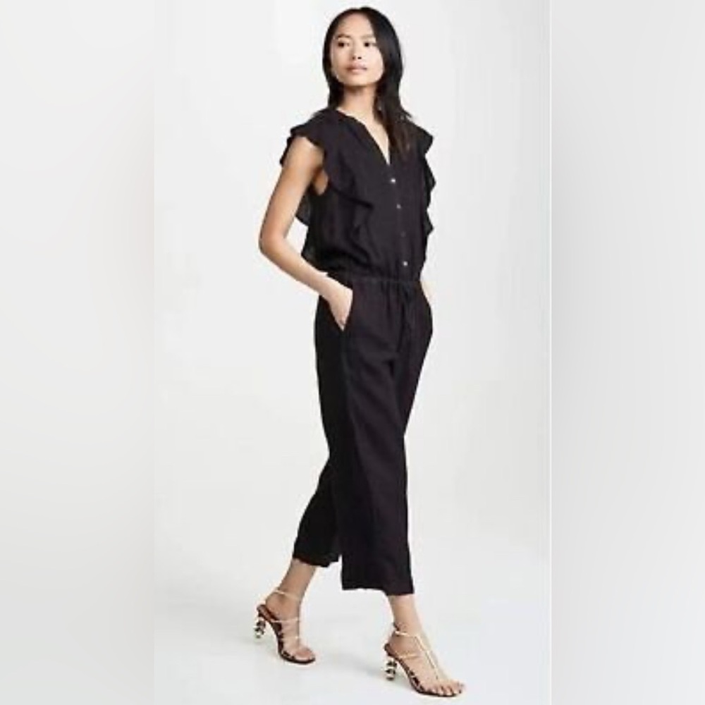 Velvet by Graham and Spencer Black Linen Jumpsuit